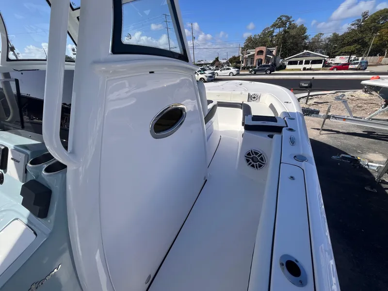 Slide: The Image of 2025 Tidewater 3100 Carolina Bay boat deck with sleek design and modern features. - 11