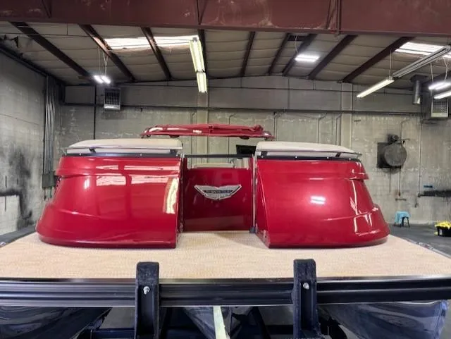 Slide: The Image of 2021 Bennington QX 30 QXSBWA X2 Wide Beam in a workshop setting. - 18