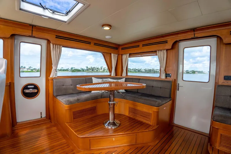 Slide: The Image of Twin cabin with blue bedding in 2006 Marlow 72E LRC yacht. - 40