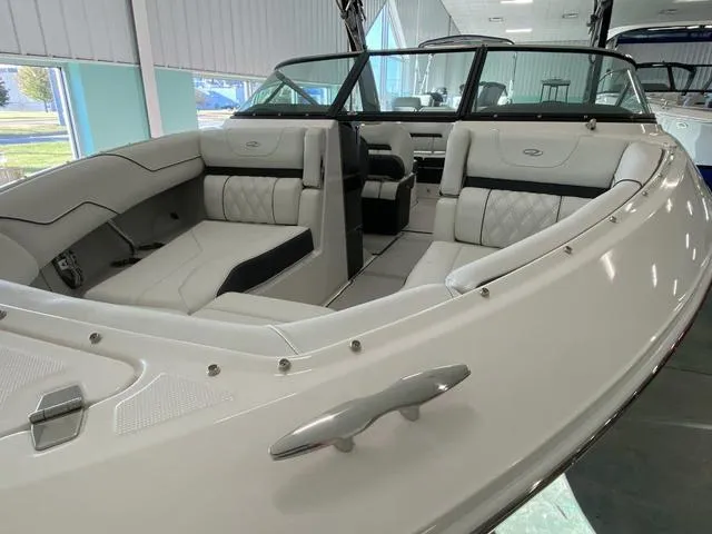 Slide: The Image of 2025 Regal LS4 boat interior with luxurious seating and modern design. - 8