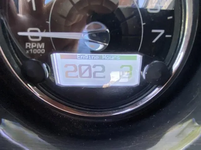 Slide: The Image of Close-up of 2017 Monterey 278SS tachometer showing 202.3 engine hours. - 35