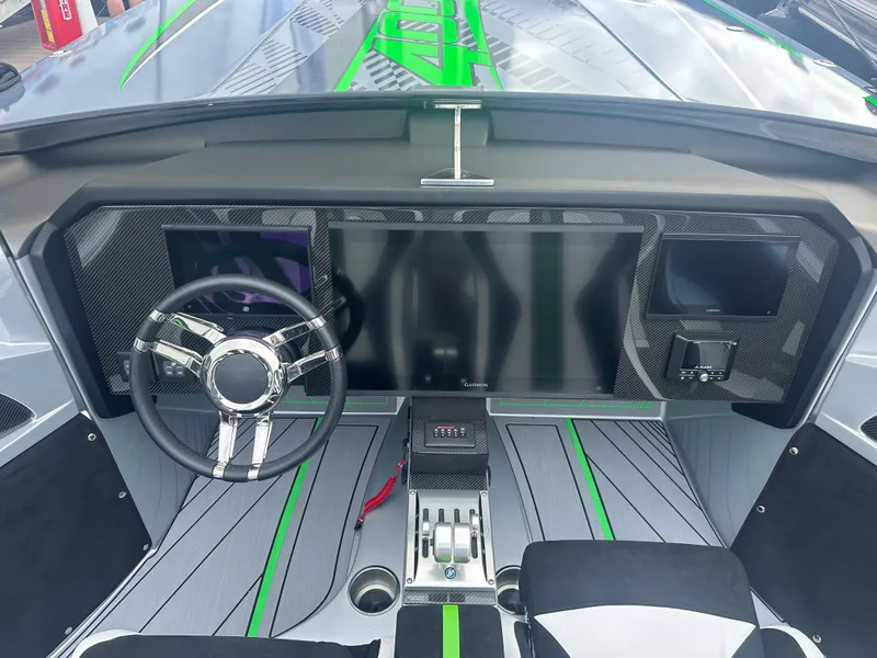 Slide: The Image of 2025 Nor-Tech 4000 Supercat cockpit with modern steering and sleek dashboard design. - 17