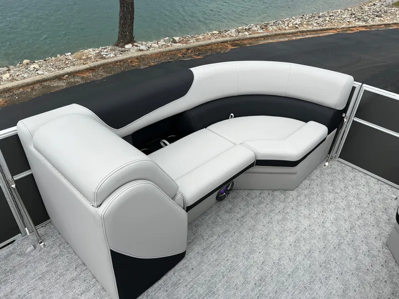 Slide: The Image of 2025 South Bay 222 RS LE boat interior with sleek, modern seating design. - 22