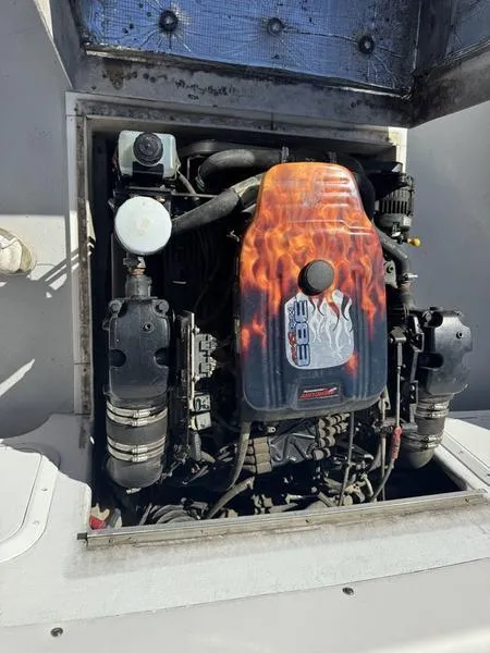 Slide: The Image of 1996 Eastern 27 Lobster Fisherman engine with custom flame design. - 3