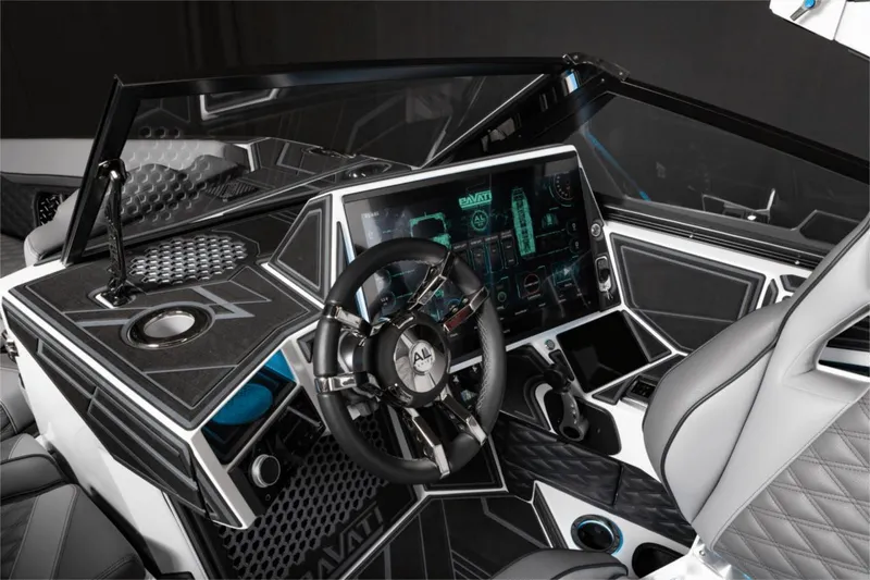 Slide: The Image of 2023 Pavati AL26 boat cockpit with advanced controls and sleek design. - 3