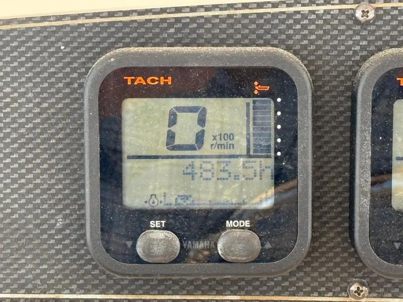 Slide: The Image of Tachometer display on 2008 Grady-White 330 Express boat showing 4855.4 hours. - 47