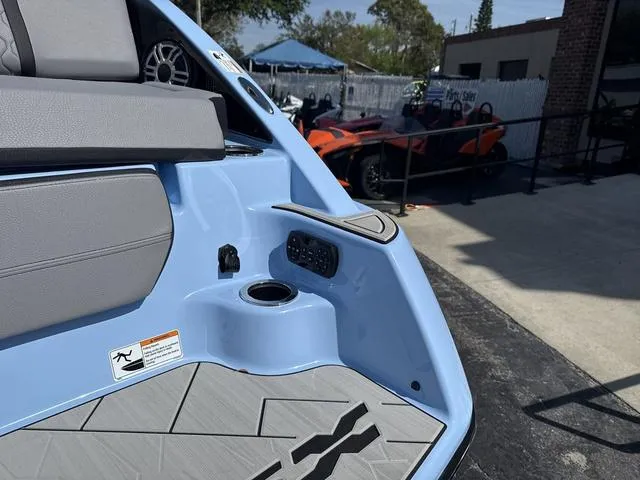 Slide: The Image of Close-up of Yamaha 255XD boat speaker, 2025 model, powder blue finish. - 7