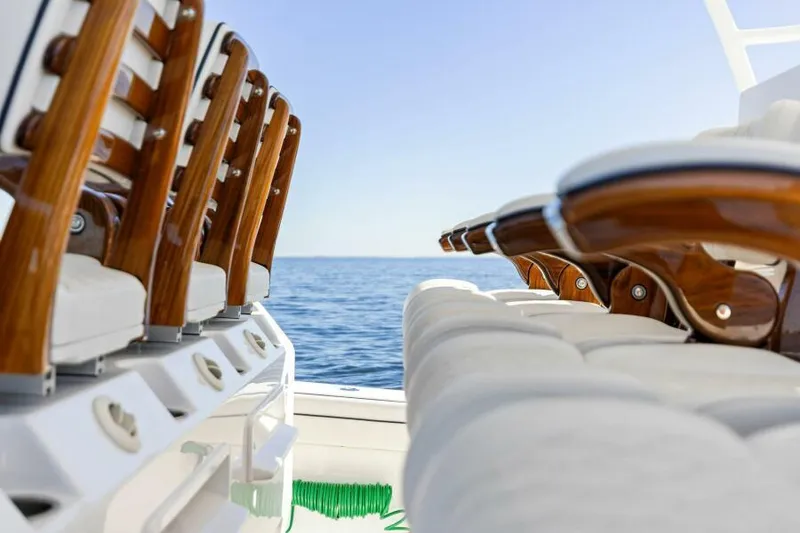 Slide: The Image of Luxurious seating on 2024 Valhalla Boatworks V55, overlooking the ocean. - 13