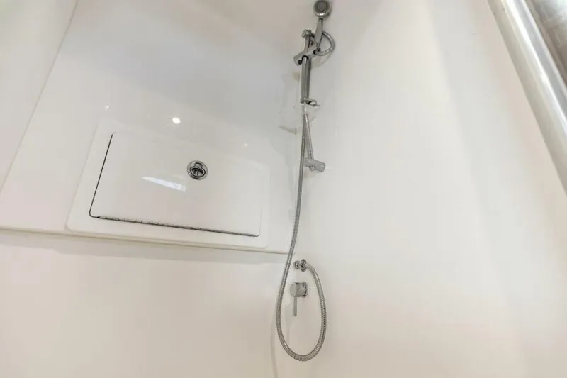 Slide: The Image of 2024 Valhalla V55 boat shower with sleek, modern design and chrome fixtures. - 35