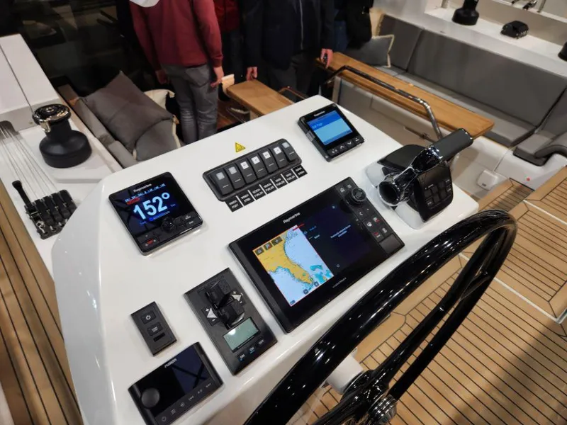 Slide: The Image of Helm of 2025 Moody 48 DS yacht with navigation and control systems. - 26
