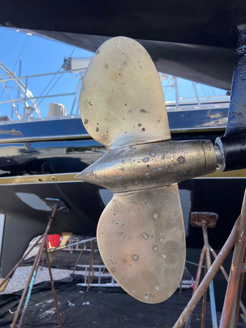 Slide: The Image of Propeller of 1984 Beneteau First 42 sailboat in dry dock. - 12