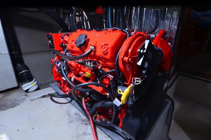 Slide: The Image of Engine of 1988 Carver 4207 Aft Cabin MY, vibrant red, detailed view. - 41