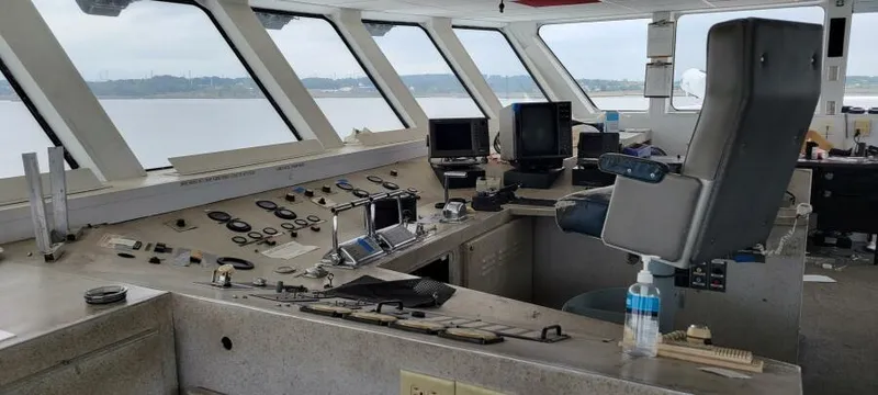 Slide: The Image of Control room of 1981 Custom Victory 11 ship with navigation equipment and panoramic windows. - 5