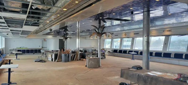 Slide: The Image of Spacious interior of 1981 Custom Victory 11 ship, under renovation with modern design elements. - 6