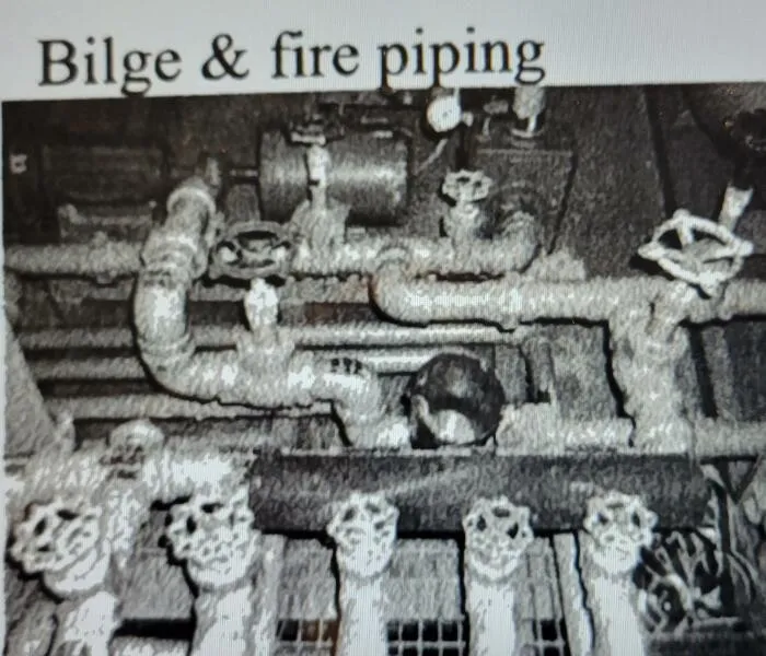 Slide: The Image of Bilge and fire piping system in a 1985 custom passenger vessel. - 22