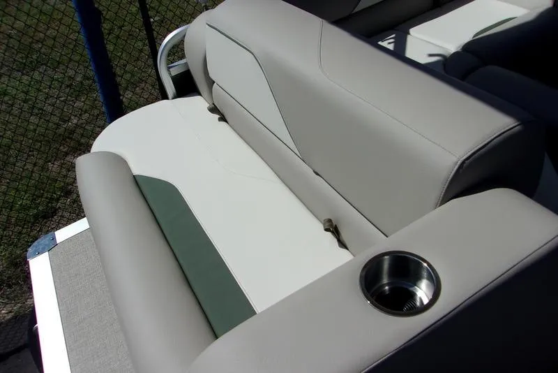 Slide: The Image of 2023 Tahoe Sport Bow 17 FT boat seat with cup holder, beige upholstery. - 5