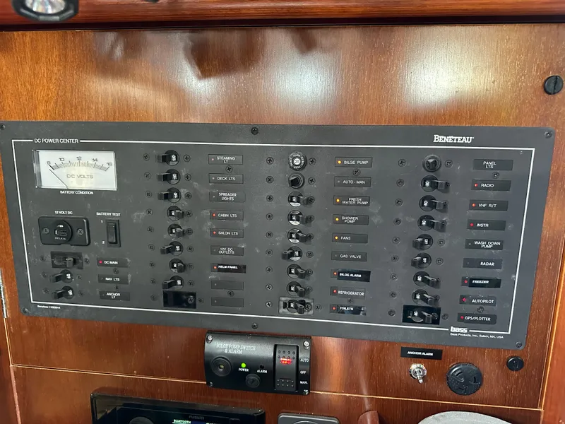 Slide: The Image of Sailboat "Josie Whales" docked, Beneteau Oceanis Clipper 461, 1999 model, marina background. - 30