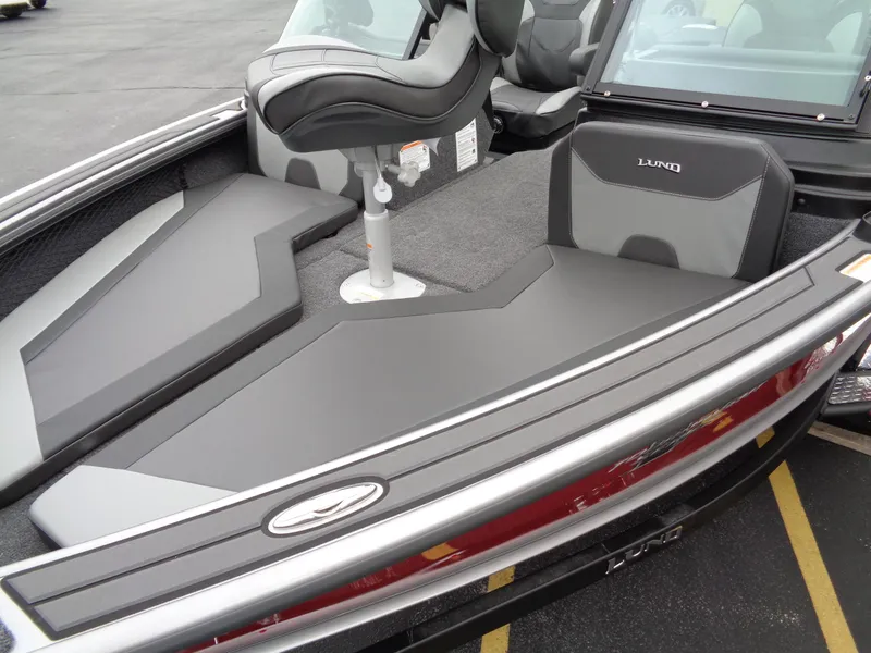 Slide: The Image of 2025 Lund 1975 Pro-V boat interior with sleek seating and modern design. - 48