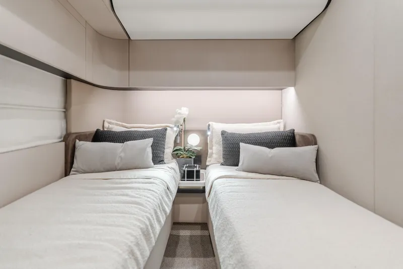 Slide: The Image of Luxurious twin cabin interior of 2022 Azimut 55 Fly yacht. - 31