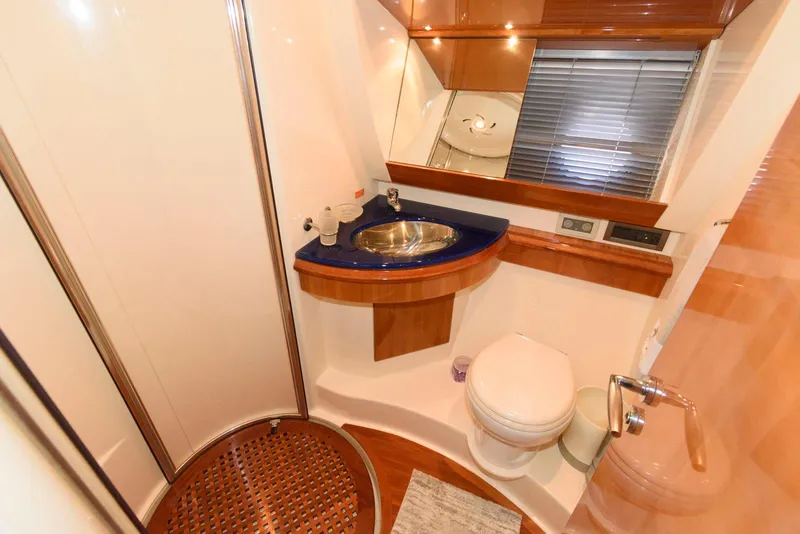 Slide: The Image of Luxurious bathroom in 2005 Azimut 50 Flybridge yacht with modern fixtures. - 33