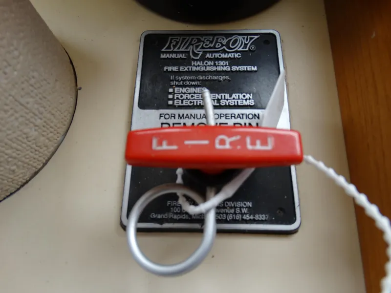 Slide: The Image of Fire extinguisher system on Egg Harbor 33 Sedan, 1991 model. - 25