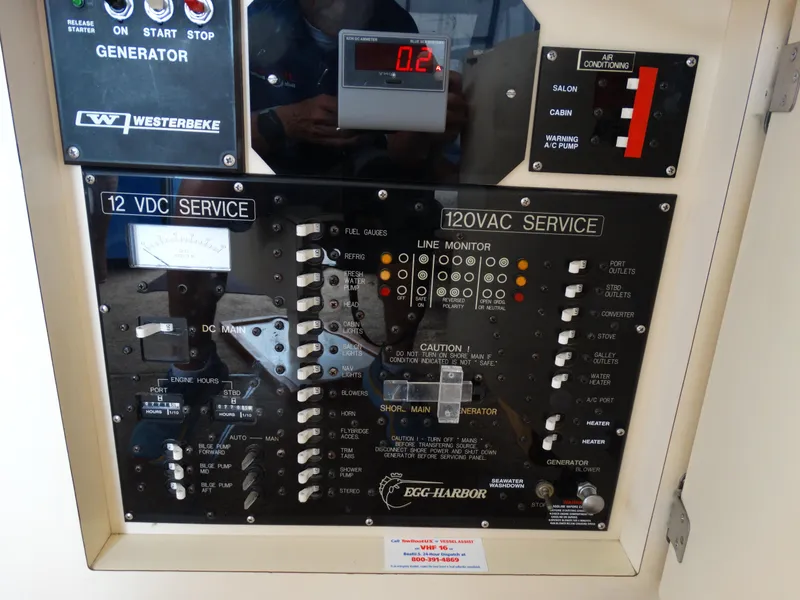 Slide: The Image of Electrical control panel of a 1991 Egg Harbor 33 Sedan. - 30