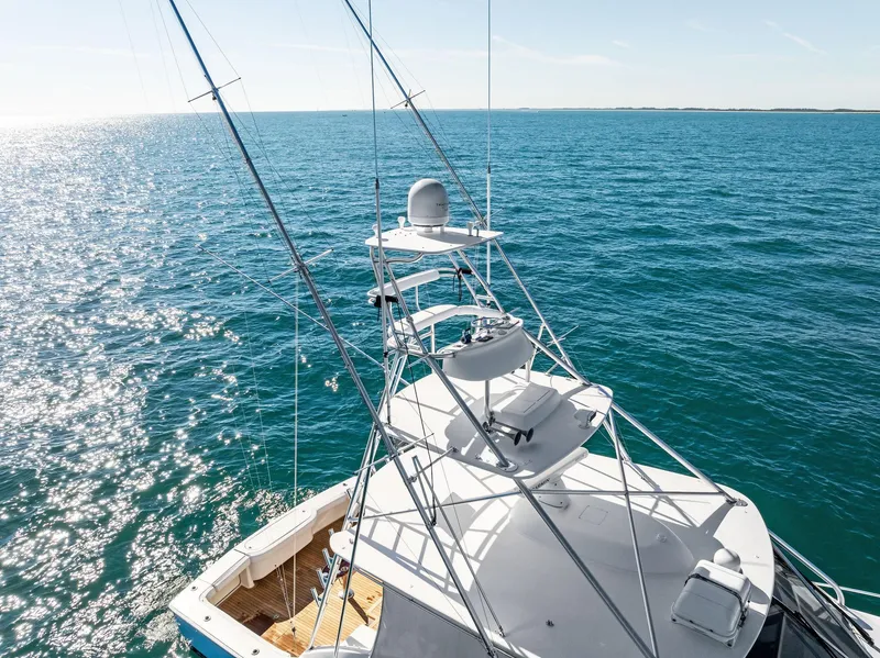 Slide: The Image of 2007 Viking 52 Open yacht on open sea, sunny day, aerial view. - 16
