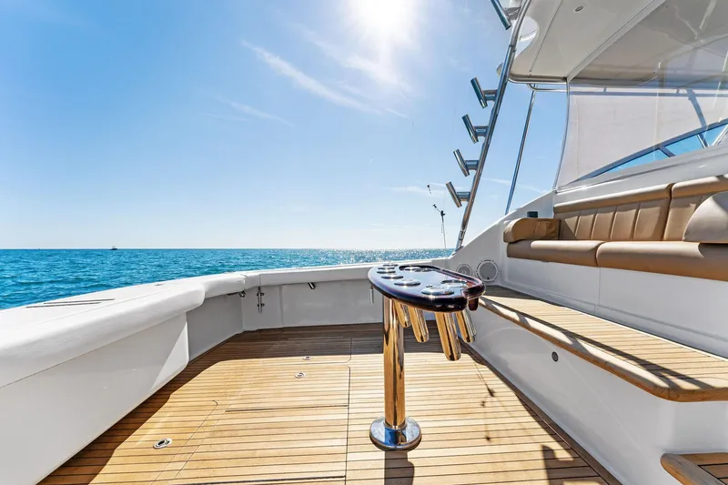 Slide: The Image of 2007 Viking 52 Open yacht deck with ocean view and sunny sky. - 21