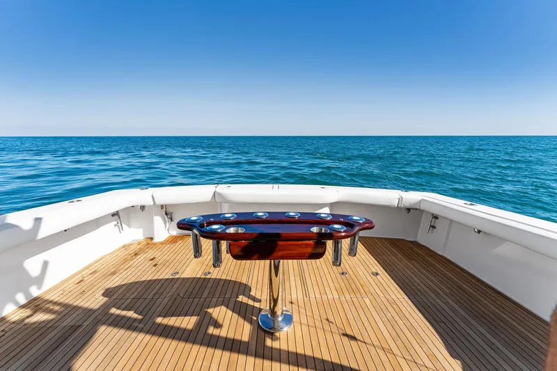 Slide: The Image of 2007 Viking 52 Open yacht deck with ocean view and fishing station. - 22