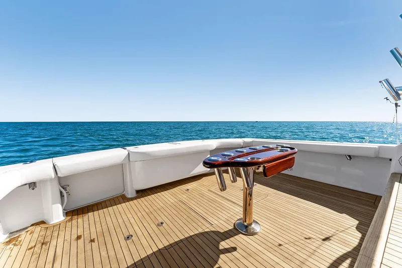 Slide: The Image of 2007 Viking 52 Open yacht deck with ocean view and fishing station. - 23
