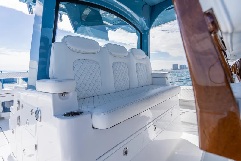 Slide: The Image of Luxurious seating on 2025 HCB 53 Sueños yacht with ocean view. - 19