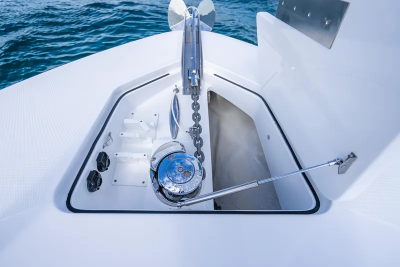 Slide: The Image of Anchor compartment of 2025 HCB 53 Sueños boat on water. - 23