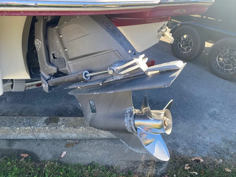 Slide: The Image of 2013 Chaparral 196 SSi boat propeller and stern drive close-up. - 4