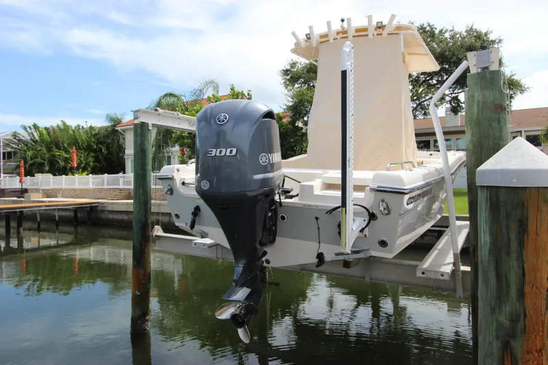 Slide: The Image of 2015 Grady-White 251 Coastal Explorer boat with Yamaha 300 engine on lift. - 4
