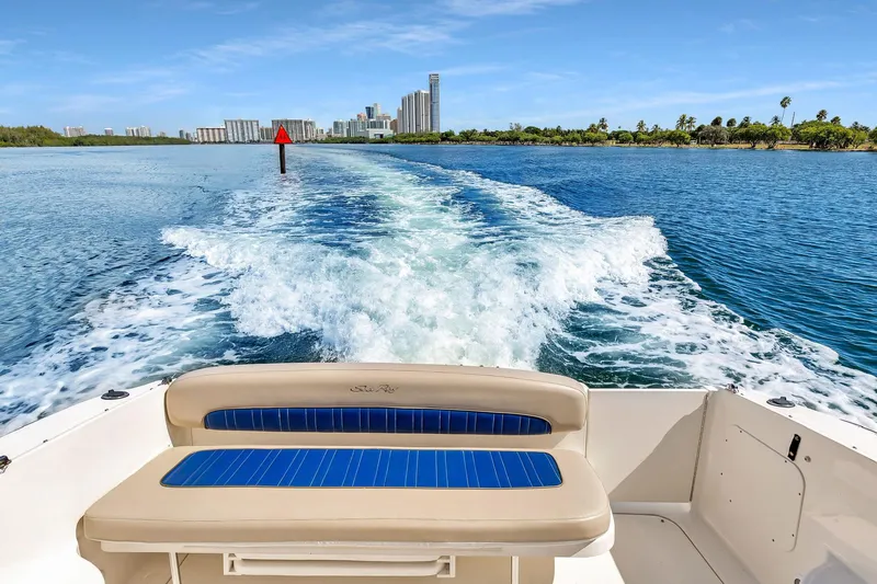 Slide: The Image of Sea Ray 300 Sundancer 2006 cruising on blue waters with city skyline in background. - 6