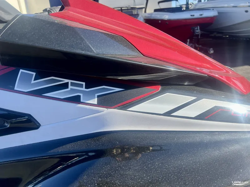 Slide: The Image of 2018 Yamaha WaveRunner VX Cruiser/Limited, close-up of sleek red and black design. - 5