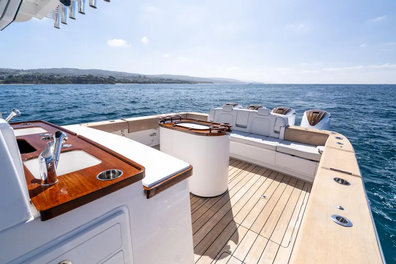 Slide: The Image of Luxury 2020 HCB 53 Sueños yacht deck with ocean view. - 8