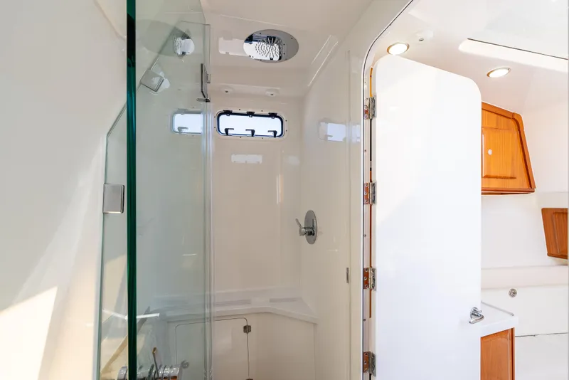 Slide: The Image of Luxurious bathroom interior of 2020 HCB 53 Sueños yacht with glass shower. - 20