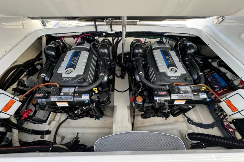 Slide: The Image of 2018 Formula 310SS boat engine compartment with dual 350 horsepower engines. - 36