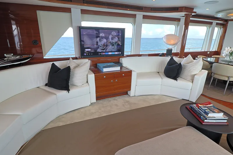 Slide: The Image of Luxurious 2013 Cheoy Lee Bravo yacht interior with elegant seating and ocean view. - 27
