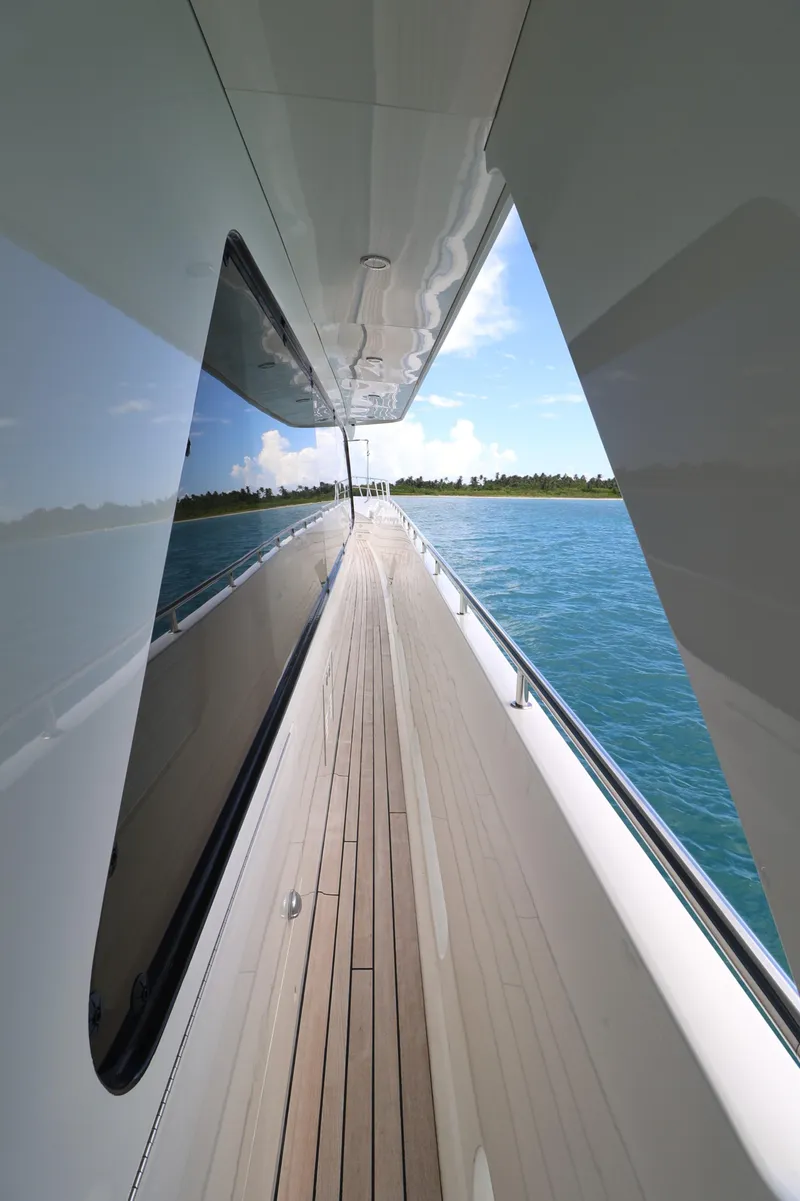 Slide: The Image of 2013 Cheoy Lee Bravo yacht deck with ocean view and sleek design. - 7