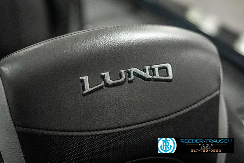 Slide: The Image of Close-up of 2025 Lund 1875 Pro-V Bass XS seat with logo. - 35