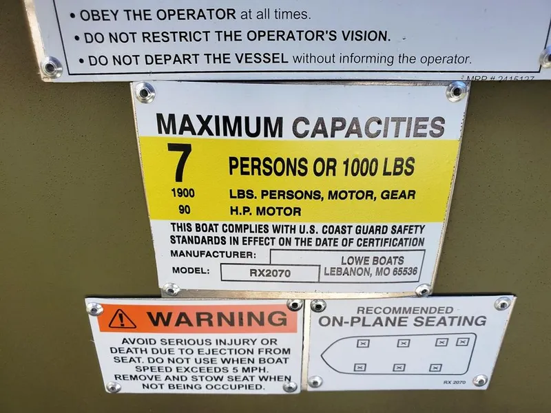 Slide: The Image of US Coast Guard Capacity and safety warning labels - 15