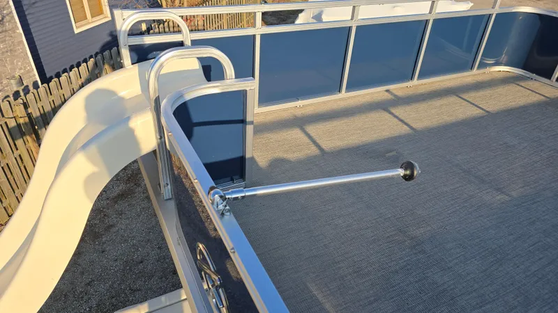 Slide: The Image of Avalon Catalina Cruise Funship 2023 with slide and railing, top deck view. - 4