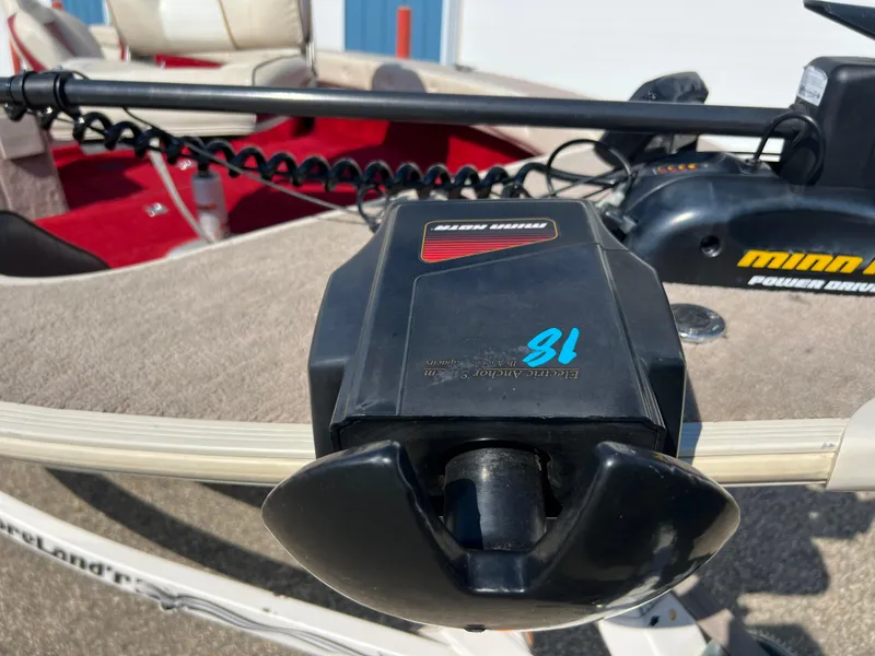 Slide: The Image of Close-up of a Minn Kota trolling motor on a 1997 Sylvan 1600 Pro Select boat. - 4