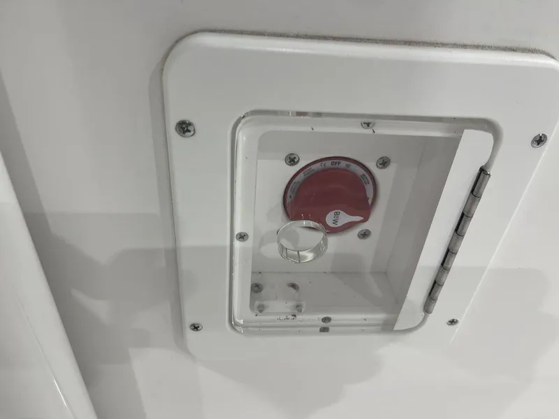 Slide: The Image of Tidewater 210 LXF 2025 boat battery switch panel. - 17