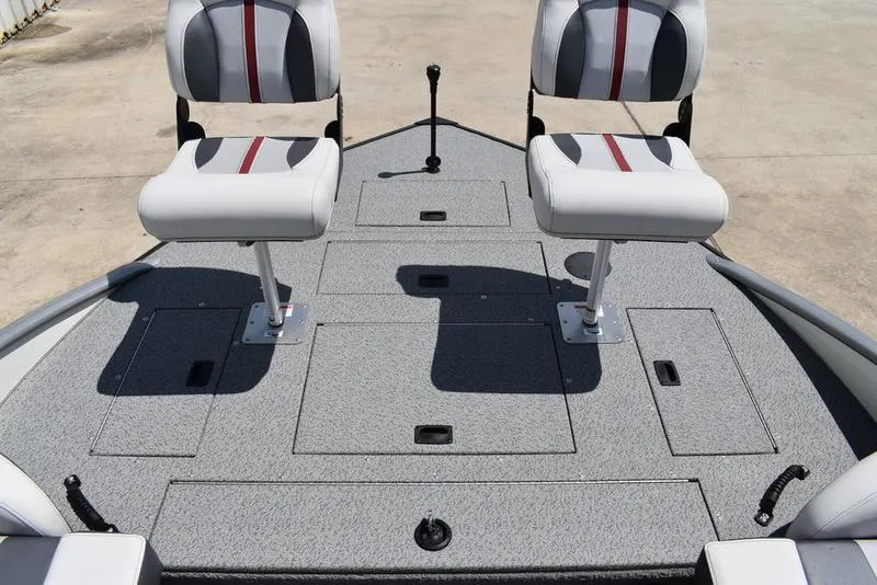 Slide: The Image of Fishing boat deck with two seats, Lowe SD224 model, 2025. - 13