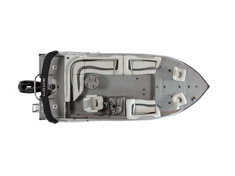 Slide: The Image of Top view of 2025 Lowe SD224 boat with seating and steering console. - 45