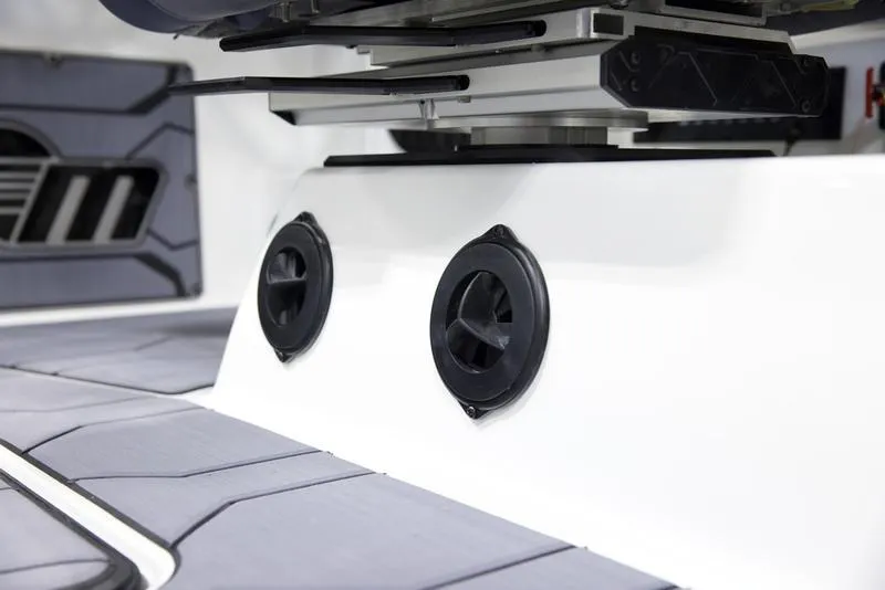 Slide: The Image of 2025 Malibu 24 MXZ boat interior with sleek design and modern features. - 17