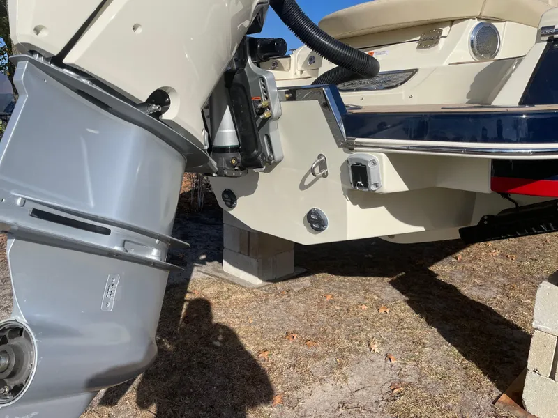 Slide: The Image of 2025 Chris-Craft Launch 28GT boat engine detail, showcasing sleek design and craftsmanship. - 2